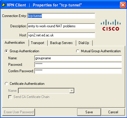 config cisco vpn client